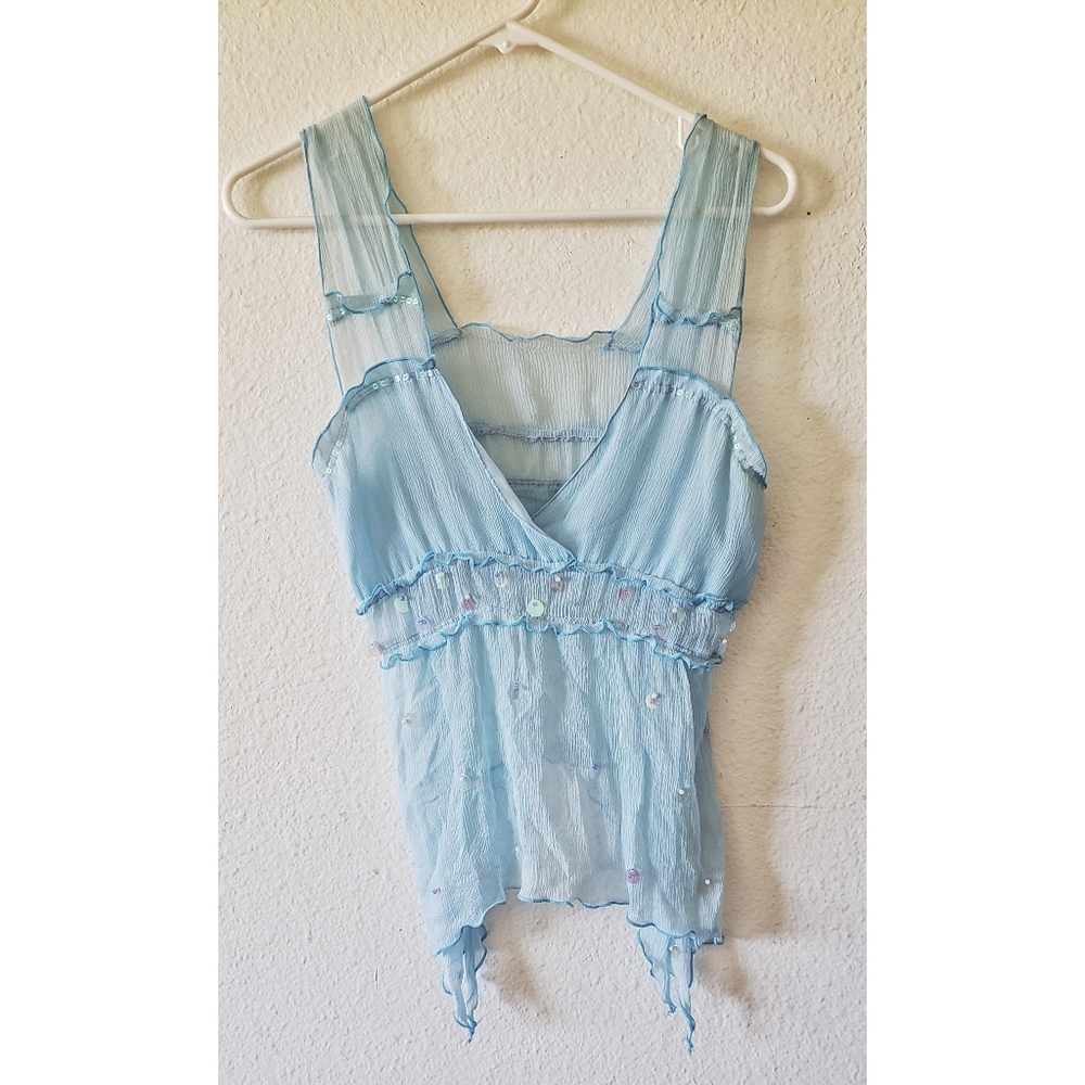 Silk💎sequined💎sheer tank top